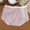 9525 Calzones tipo bóxer a rayas de color block estilo americano para mujer, cómodos estilo deportivo, algodón puro, entrepierna extendida, 10A antibacteriano