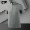 2026 Nuevo Estilo de Verano Camisa Polo de Seda Helada para Hombre con Cuello, Holgada, Transpirable, de Secado Rápido, Top de Manga Media