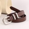 Cinto de Couro com Fivela de Prata Vintage da Moda Unissex Couro de Camada Superior de Alto Padrão Fábrica Ponto de Venda