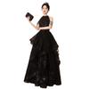 Vestido de Banquete com Gola Preta Luxo Leve Alto Padrão Adulto Cerimônia Formatura Exame de Arte Alto Padrão Dama e Atmosfera