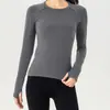 Roupa de Yoga Outono e Inverno Manga Longa Respirável Gola Careca Roupa de Corrida Fitness Outdoor Secagem Rápida Justa Modeladora Top Novo Transfronteiriço