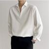 Camisa fina de manga comprida novo estilo com drapeado e sensação de leveza masculina novo verão solta Outono camisa branca Ruan Shuai moderno masculino