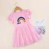 Vestido de Malla para Niñas Estilo Verano 2026, Ropa Infantil Moderna y Elegante, Vestido para Niños Sencillo y Versátil