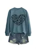 Amazon eBay Tienda Independiente Moda Casual para Mujer Sudadera con Cuello Redondo y Mangas Largas con Forma de Corazón de Calabaza y Hoja Otoño Invierno para Comercio Exterior