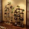 Novo Rack de Flores Rack de Armazenamento Multicamadas Estilo Chinês Suporte Interno de Chão Rack de Exibição para Sala de Estar Rack de Flores Suspenso para Orquídeas