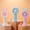 Mini Ventilador de Orelha de Coelho de Desenho Animado Modelo Novo 2026 com Base de Suporte, Carregamento USB, Ventilador Portátil de Resfriamento de Três Velocidades