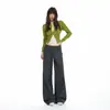 Pantalones casuales de pierna ancha con cordón, color naranja joven # Novedad de otoño para mujer, corte holgado, adelgazantes, versátiles, de longitud hasta el suelo