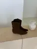 Botas Nuevas para Mujer Otoño/Invierno 2026 Punta Cuadrada Tacón Grueso Tacón Alto Elegantes Moda Francesa Botines de Gamuza Plisados