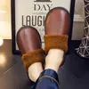 Pantuflas de Cuero Genuino de Primera Capa para Hombres y Mujeres, Otoño/Invierno, Hogar, Interior, Antideslizantes, Cálidas, Felpa, Cuero Genuino, Algodón, Impermeables