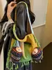 Bolsa de compras de tricô de grande capacidade para mulheres, nova coleção outono 2026, bolsa de ombro estilosa para compras, bolsa de compras de desenho animado para o dia a dia