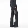 Calça comprida jeans lavada, corte reto 2026 novo design, caimento solto, marca masculina moderna, com detalhes em strass, levemente flare
