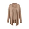Cardigan Outer de Cor Sólida com Mangas Longas Sem Botões Jaqueta Estola Renda Feminina Splicing Camisola Slim Conjunto de Duas Peças