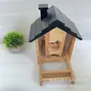 Comedero para pájaros de madera maciza para uso en exteriores, tipo colgante, a prueba de lluvia, para pájaros silvestres, caja de comida para pájaros para villa, comedero para loros