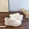Zapatos Blancos con Suela Gruesa Rosa para Mujer 2025 Otoño Nuevo Chic Diseño de Nicho Casual Transpirables Zapatillas Deportivas para Estudiantes