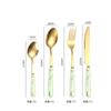 Vajilla de acero inoxidable con mango de cerámica, cuchillo y tenedor para carne, cuchara de café, cuchara pequeña, bonito diseño de mármol, ideal para comida occidental.