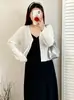 Jaqueta casual fina versátil plus size 2026 outono cardigã de malha solto para mulheres top curto