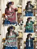Chaqueta Cardigan de Punto de Algodón con Cuello en V Estampado Vintage 2025 para Mujer, Corte Holgado, Primavera y Otoño, Top Casual Vintage de Manga Larga
