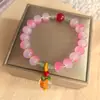 Pulseira de Contas de Ábaco Estilo Antigo com Design de Caqui, Contas Ruyi de Caqui Jade Sintético em Cor Degradê, Contas de Vidro, Pulseira de Contas de Oração Budista