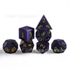 Novo Conjunto de 7 Peças Dados Dnd Dungeons and Dragons Olho de Gato Violeta Dados Multifacetados