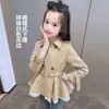 Gabardina para Niña 2026 Nuevo Estilo Primavera y Otoño, Dobladillo de Falda Ceñido a la Cintura, Gabardina Infantil con Dobladillo de Volantes, Vestido Gabardina, Ropa de Abrigo Infantil