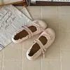 Zapatos Planos de Cuero con Lazo de Encaje Dulce Versátiles Estilo Francés Zapatos Mary Jane Plateados de Punta Redonda Modelo Nuevo Verano 2026