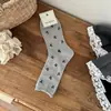 Calcetines de Media Pantorrilla Serie Gris Songm para Niñas, Calcetines Estilo Ins para Mujeres, Calcetines Holgados de Primavera y Otoño, Original de Dongdaemun