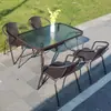 Mesas y Sillas de Exterior para Patio Balcón Áreas de Ocio, Juego de Tres Piezas para Cafetería de Té de Leche, Combinación Sencilla de Silla de Hierro y Ratán para Exteriores