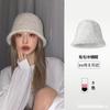 Sombrero de pescador de peluche de conejo de Corea del Sur para mujer, liso, versátil, cálido, que cubre la cara, sombrero de cubo, otoño e invierno, sombrero de cubo peludo pequeño para la cara