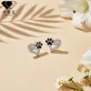 Pendientes Transfronterizos de Plata de Ley S925 con Huella de Pata de Mascota en Forma de Corazón para Mujer, Pendientes de Lujo Ligero de Nicho de Gama Alta, Exquisitos y Modernos Accesorios para Orejas
