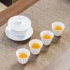 Juego de Té Kung Fu de Porcelana Blanca con Tapa, Bandeja de Té Doméstica Simple y Moderna