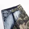 2023 nuevos jeans para hombre al por mayor ajustados elásticos costura de camuflaje combinación de colores jeans pitillo para hombre moda 3132