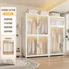 Guarda-Roupa de Aço Estilo Moderno para Armazenamento no Quarto, Guarda-Roupa de Chão para Apartamento de Aluguel Infantil, Cabideiro de Armazenamento à Prova de Poeira para Adultos