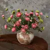 Flor de loto artificial estilo Morandi, rosa de té pequeña vintage de 5 cabezas en colores otoñales, decoración del hogar para casas de huéspedes y hoteles, superventas transfronterizo