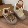 Zapatos de Algodón para Niños 2026 Otoño/Invierno Nuevo Estilo Zapatos de Algodón Forrados de Felpa para Niñas Zapatos Peludos Gruesos y Cálidos Zapatos de Algodón para Niños Medianos y Grandes