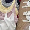3018 # Camisola de algodón acanalado de Xinjiang con copas incorporadas, tejido cepillado, top de longitud media para mujer, prenda interior de color liso