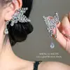 Brincos de Franja Borboleta Full Diamond Brilhante Estilo Socialite para Vestido de Noite Brincos para Traje de Noiva
