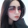 Gafas de Sol Sin Marco de Metal Kedun, Estilo Irregular Europeo y Americano, Nuevas Gafas de Sol de Moda 2021 con Lente Oceánica, Gafas de Sol de Borde Cortado a la Moda