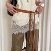 Cinturón de Estilo Étnico de Gama Alta Versátil para Mujer, Cuerda para la Cintura con Borde de Hebilla Estilo Western Retro, Accesorios de Cintura para Combinar con Vestido, Moderno