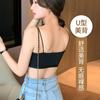 Camisola pequeña estilo bienestar para mujer con almohadillas de sujetador incorporadas, hermoso sujetador de espalda, top de tubo blanco, ropa íntima todo en uno