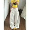 Pantalones de Pierna Ancha Rectos Acampanados con Hoja Curva Estilo Retro Americano para Mujer Verano Nuevo Cintura Alta Holgados Adelgazantes