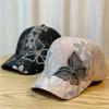 Nueva gorra de béisbol fina de encaje para mujer, transpirable, con protector solar y mariposas de diamantes de imitación, moderna y versátil.