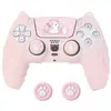 Capa de Silicone para Controle de Jogo PS5 Tema Desenho Animado Orelha de Gato Capa Protetora Antiderrapante Anti-Suor Capa de Alavanca Garra