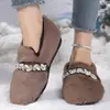 Colección nueva 2026: Zapatos de algodón peludo para mujer, un artículo popular para el comercio electrónico transfronterizo, con suela cómoda y plana, diseño fácil de poner y disponibles en tallas grandes.