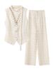 Atuendo de Verano 2026: un Conjunto Completo de Chaleco y Pantalones de Punto Hueco con Cuello en V de Lujo Ligero, Único y Hermoso N4031