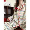 Pijama de Algodão Nuvem para Mulheres, Primavera e Outono, Estilo Coreano, Ursinho Cartoon, Manga Longa, Calça Longa, Solto, Fino, Pode Ser Usado Fora de Casa, Roupas para Casa