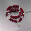 Pulseira de cinco cobre com borla de fantasma de montanha, design de estilo nacional com contas de vidro, pulseira de casal para amigas, presente