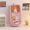 Estuche vertical en forma de T, estuche transparente nuevo, caja de papelería, alto atractivo estético, gran capacidad, bolsa de almacenamiento de lápices multicapa para estudiantes