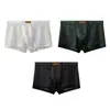 Atacado de Roupa Íntima Masculina Huajielong de Renda em Malha e Seda Gelada, Boxer Respirável de Cintura Média Tamanho Grande, Disponível para Dropshipping