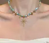 Colar Retro Empilhado com Contas para Mulheres, Luxo Acessível Nicho Boêmio Girassol Corrente de Clavícula Exagerada Estilosa