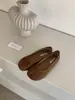 Zapatos de Gamuza con Punta Cuadrada, Punta de Cerdo y Punta Dividida, Zapatos Planos de Boca Baja Estilo Francés, Zapatos Mary Jane Slip-On de Moda y Versátiles, Nuevos para Otoño